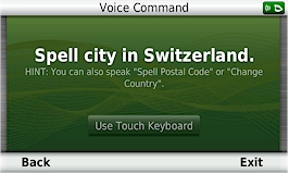 GARMIN Nuvi 3790T - Voice Command: Spell city in Switzerland