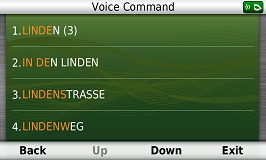 GARMIN Nuvi 3790T - Voice Command: List of possible street names